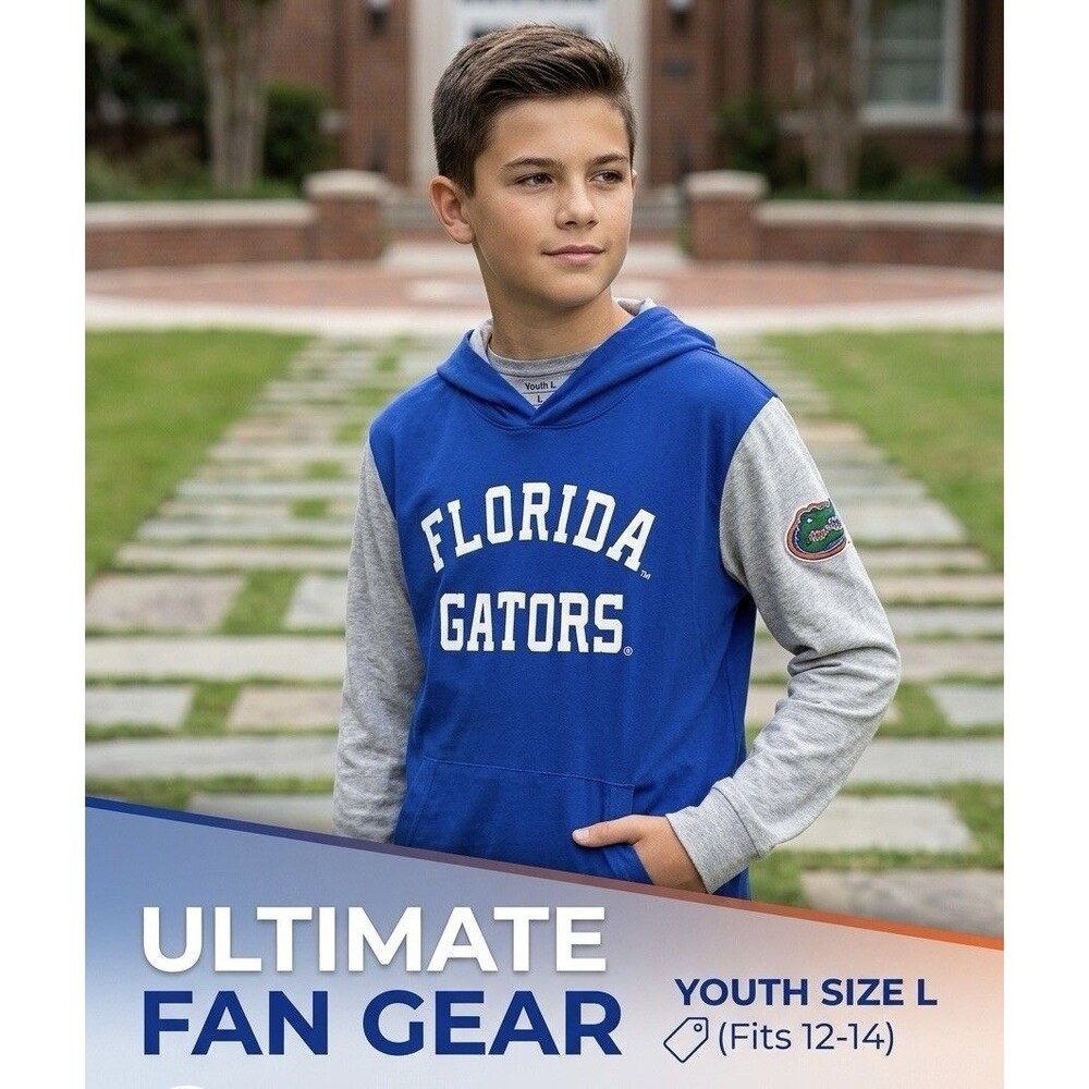 Gen 2 Youth Large Florida Gators Hoodie Shirt Blue Gray Long Sleeve NCAA L 14/16